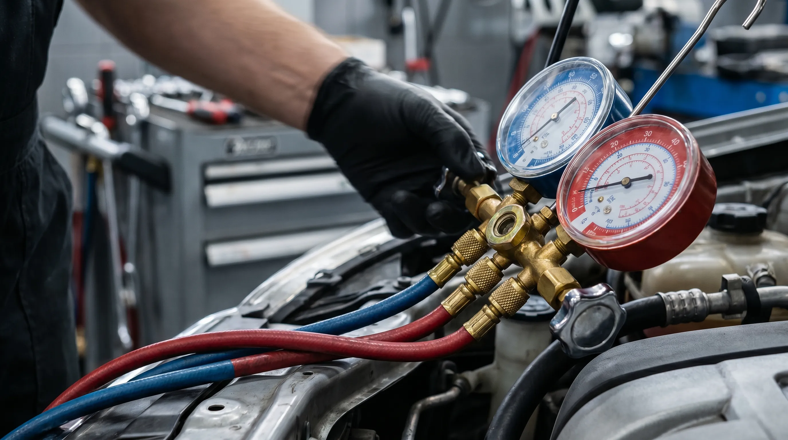 Mini klima sistemi — manifold gaz basınç ölçüm cihazı yakın çekim